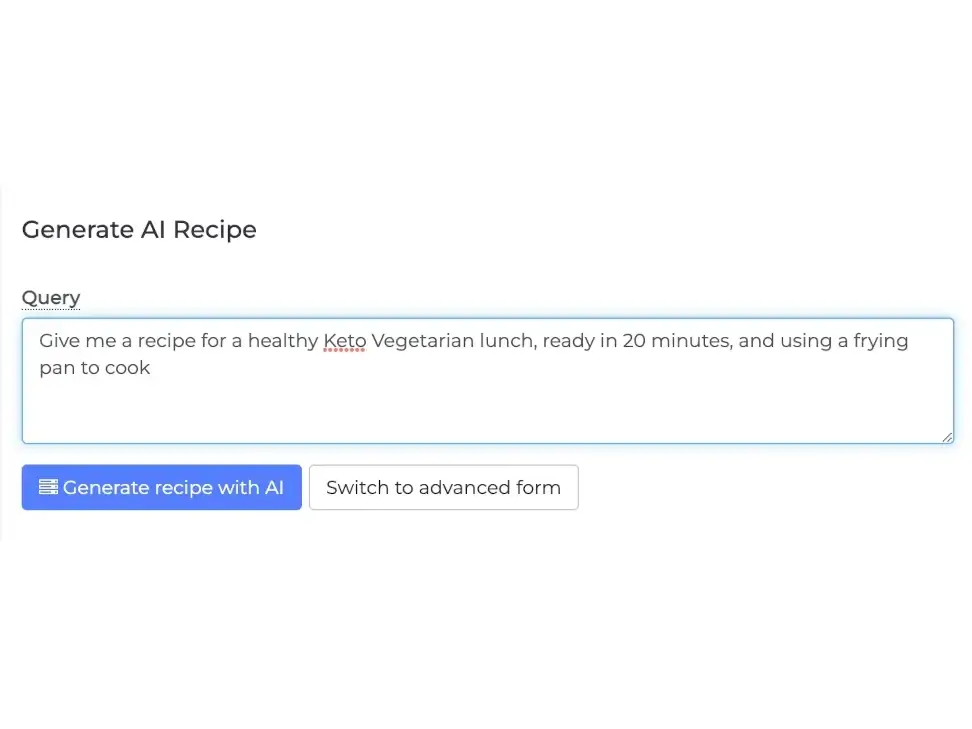 generate recipes with AI query