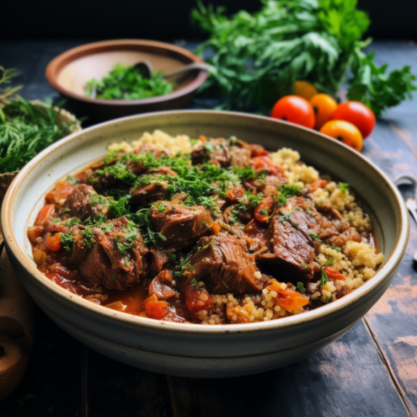 Harissa Beef Stew with Bulgur Sumac Recipe