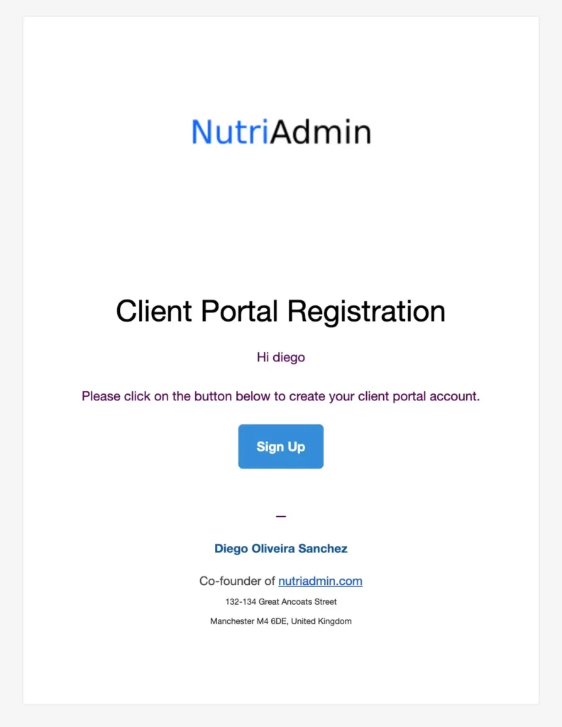 client portal invitation email