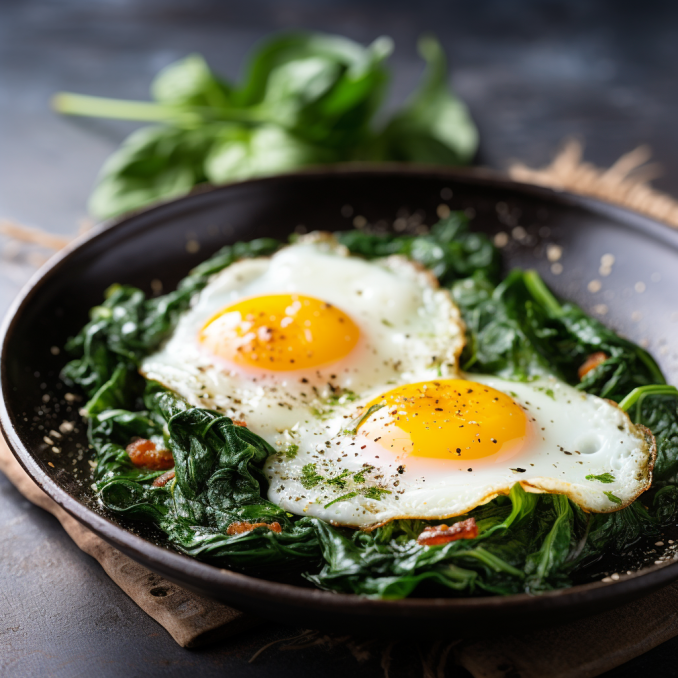 Eggs with Spinach recipe + nutritional analysis