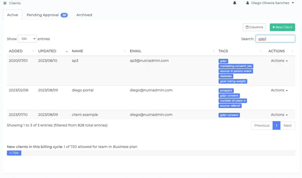 filtering by tags in nutriadmin