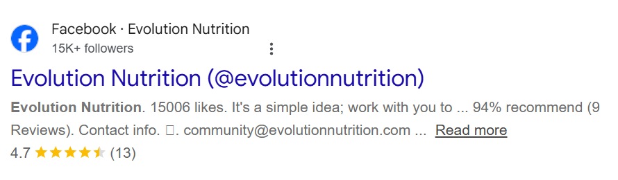 evolution nutrition reviews facebook 2026