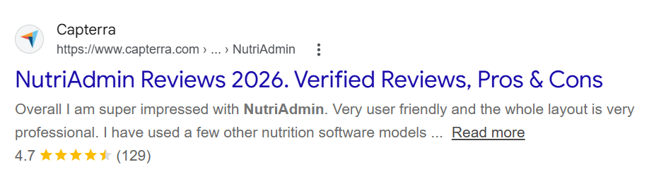 nutriadmin review rating capterra
