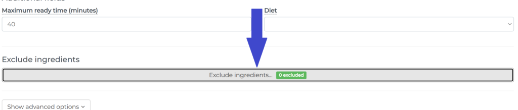 Meal plan generator allows you to exclude ingredients 