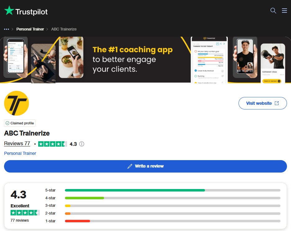 ABC Trainerize Trustpilot reviews