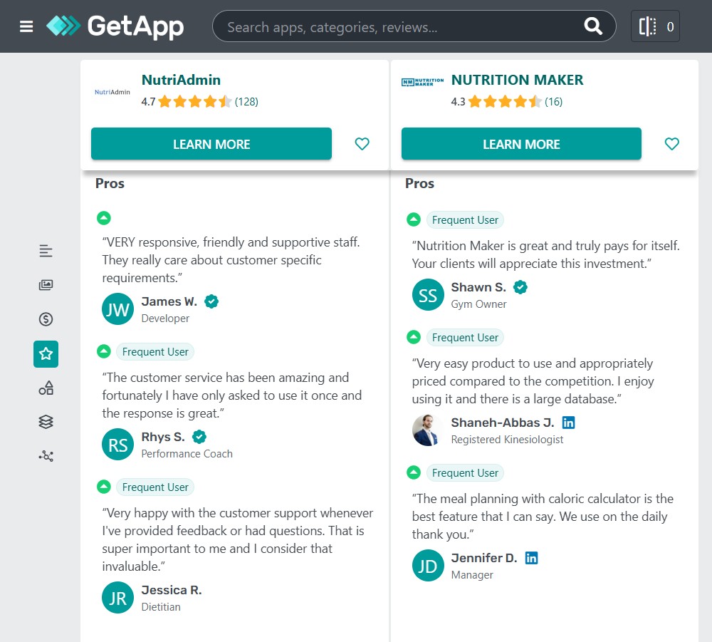 nutriadmin vs nutrition maker comparison of reviews pros getapp pros nutrition maker reviews