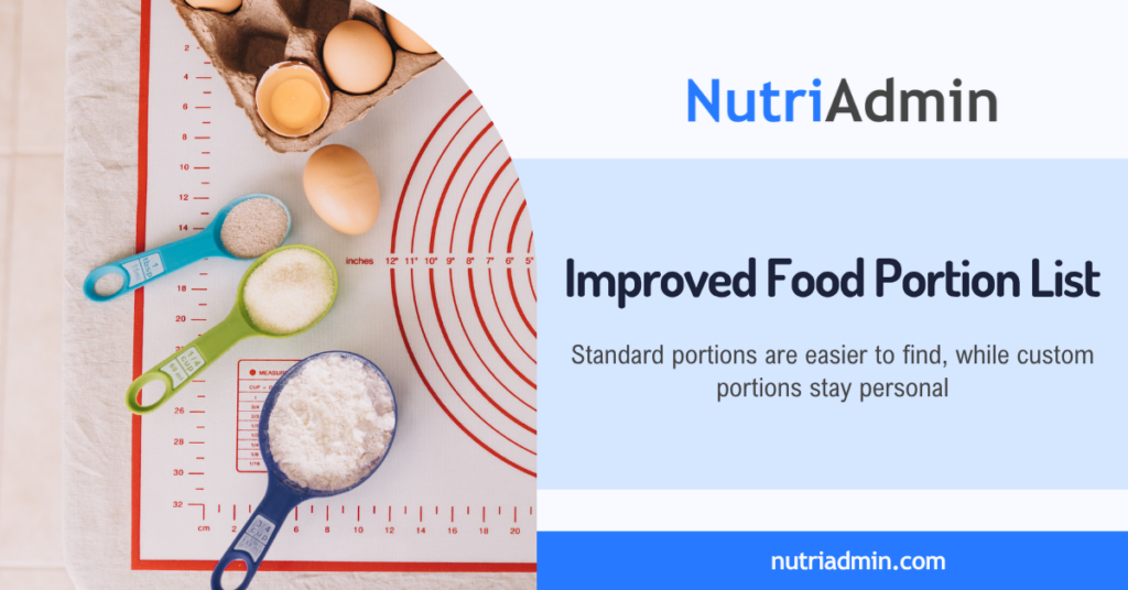 update in custom food portions in nutriadmin